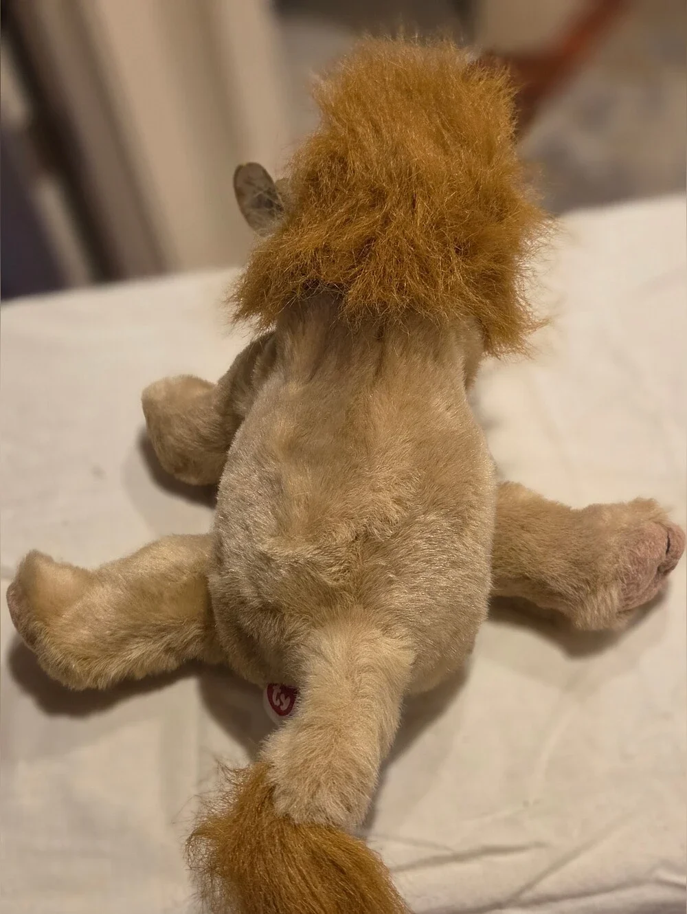 1997 Ty Sahara Beanie Buddy Plush Lion Stuffed Animal - Tan and White